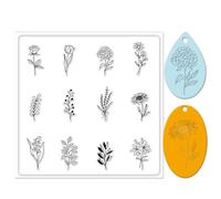 CHGCRAFT Flowers Silicone Texture Stamp Plant Clay Modeling Pattern Pad Texture Sheets for Polymer Clay Making Earrings Jewelry, 5.5x5.5inch