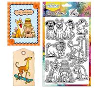 CHGCRAFT Funny Dogs Clear Stamps Delicious Food Pattern Silicone Stamp Seal for DIY Scrapbooking and Card Making Paper Craft Decor 6.3 × 4.3 Inch