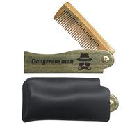 CHGCRAFT Gentleman Folding Wooden Comb Foldable Beard Comb Carved Wooden Combs Fine Tooth Hair Combs with Imitation Leather Protective Cover for Men Grooming Mustaches Head Hair Husband Gift