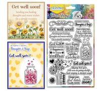 CHGCRAFT Get Well Soon Benediction Clear Stamp Silicone Clear Stamps Transparent Handicraft Stamps for DIY Scrapbooking Photo Album Decorative Cards Making, Word, 6.3x4.3inch