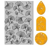 CHGCRAFT Ginkgo Biloba Clay Texture Mat Leaf Pattern Clay Modeling Pattern Pad Texture Sheets for Polymer Clay Making Earrings Jewelry, 4x2.6inch