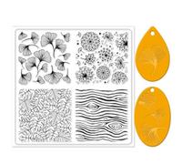 CHGCRAFT Ginkgo Leaves Silicone Texture Stamp Dandelions Clay Modeling Pattern Pad Texture Sheets for Polymer Clay Making Earrings Jewelry, 5.5x5.5inch
