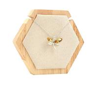 CHGCRAFT Hexagon Wooden Single Necklace Displays Stands Tabletop Pendant Necklace Display Holder with Cornsilk Velvet and Iron Hooks for Long Necklace Retail Jewelry Easel Display, 4.45x3.88x0.75inch