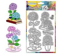 CHGCRAFT Hydrangea Print Pattern Clear Stamps Flowers and Butterfly Transparent Embossing Silicone Stamp Seal for DIY Scrapbooking and Card Making Paper Craft Decor 6.3 × 4.3 Inch