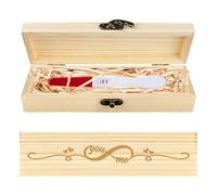 CHGCRAFT Infinite Loop Pregnancy Test Souvenir Box Love Wooden Pregnancy Announcement Keepsake Box with Raffia Ribbon and Lock for Birthday Anniversaries, 8x2x1.2inch