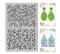 CHGCRAFT Leaves Covered Clay Texture Mat Clay Modeling Pattern Pad Plant Texture Sheets for Polymer Clay Making Earrings Jewerly Tools, 4×2.6inch