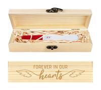 CHGCRAFT Lost Baby Sympathy Gift Keepsake Box Angel Wings Wooden Loss of Baby Sympathy Gifts Box with Raffia Ribbon and Lock Announcement Gifts for Mom Dad, 8x2x1.2 inch