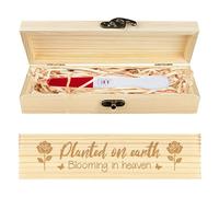 CHGCRAFT Lost Baby Sympathy Gift Keepsake Box Rose Butterfly Flowers Wooden Loss of Baby Sympathy Gifts Box with Raffia Ribbon and Lock Announcement Gifts for Mom Dad, 8x2x1.2 inch