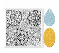 CHGCRAFT Mandala Flower Pattern Polymer Clay Texture Sheets Silicone Stamp Clay Mat, for DIY Earrings Jewellery Making Craft Supplies 5.5x5.5 Inch