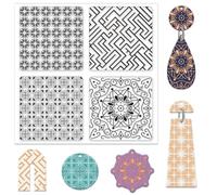 CHGCRAFT Mandala Flowers Polymer Clay Texture Sheets Geometry Modeling Pattern Pad Clay Texture Mat Embossing Folders for DIY Jewelry Making Craftwork and Printing Patterns, 5.5x5.5Inch