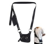 CHGCRAFT Medieval Pirate Dagger Case Shoulder Renaissance Leather Dagger Frog PU Leather Adjustable Shoulder Holder Sword Scabbard Case Frog with Alloy Findings for Knight Warrior Cosplay Black