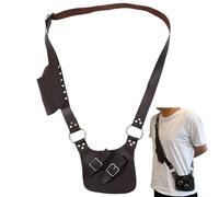CHGCRAFT Medieval Pirate Dagger Case Shoulder Renaissance Leather Dagger Frog PU Leather Adjustable Shoulder Holder Sword Scabbard Case Frog with Alloy Findings for Knight Warrior Cosplay Brown