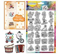 CHGCRAFT Mini Circus Icons Clowns Animal Show Clear Silicone Stamps Transparent Craft Stamps Set, for DIY Scrapbooking Card Making Photo Album Paper Craft Decor 4.3x6.3 Inch