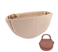 CHGCRAFT Mini Half Round Felt Purse Organizer Insert Small Handbag Purse Organizer Tote with Zipper for Women Item Storage Beige, 10.2x4.7x3.1 inch