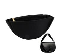 CHGCRAFT Mini Half Round Felt Purse Organizer Insert Small Handbag Purse Organizer Tote with Zipper for Women Item Storage Black, 10.2x4.7x3.1 inch