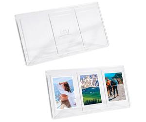 CHGCRAFT Mini Picture Frame 3 Grid Transparent Plastic Photo Stands Picture Mini Display Holder Home Desktop Decorations for Tabletop Home Photograph Display, Rectangle, 7.7x1.8x4.1inch