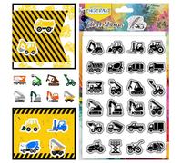 CHGCRAFT Mini Work Vehicle Icon Clear Stamps Construction Vehicle Transparent Stamps Truck Icon Silicone Clear Stamp Seals for Carding Making DIY Scrapbooking Photo Album Decoration, 4.3x6.3 inch
