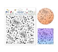 CHGCRAFT Moth Divination Pattern Polymer Clay Texture Sheet Moon Leaves and Stars Silicone Clay Texture Mat for Polymer Making Earrings Jewelry DIY Crafts 5.5 × 5.5 in