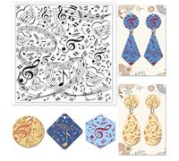 CHGCRAFT Music Notes Polymer Clay Texture Sheets Music Silicone Texture Stamp Clay Texture Mat Modeling Pattern Pad Texture Sheets for Polymer Clay Jewelry and Clay Earrings Tools