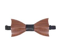 CHGCRAFT Natural Walnut Wood Adjustable Bowties Mens Wood Bow Tie with Polyester Handcrafted Bowties for Men Bridegroom Wedding Festival Party Black