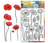 CHGCRAFT Papaver Rhoeas Print Pattern Clear Stamps Transparent Embossing Silicone Stamp Seal for DIY Scrapbooking and Card Making Paper Craft Decor 6.3 × 4.3 Inch