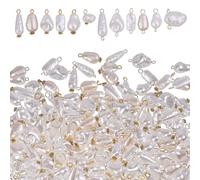CHGCRAFT Pearl Charms for Jewelry Making ABS Plastic Pearl Bead Pendants Craft Pearls Link with Loops for Jewelry Necklace Bracelet Earring Making (17.8~20.3 mm)