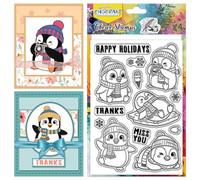 CHGCRAFT Penguin Winter Life Clear Stamps Snowflakes Cute Animal Transparent Silicone Stamps Set for DIY Scrapbooking Photo Album Card Making Paper Craft Decor 4.3x6.3 Inch