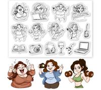 CHGCRAFT People Planning Icons Clear Stamp Transparent Girls Daily Life Handicraft Stamps for DIY Scrapbooking Photo Album Decorative Cards Making, Human, 6.3x4.3inch