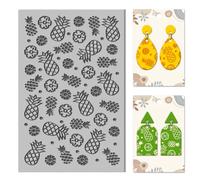 CHGCRAFT Pineapple Polymer Clay Texture Sheets Pineapple Slices Summer Fruits Texture Stamp Sheets Clay Texture Mat Rubber Modeling Pattern Pad Texture Sheets for Jewelry and Earrings Tools