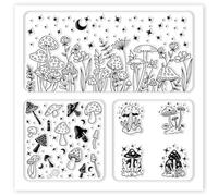 CHGCRAFT Polymer Clay Texture Sheet Mushrooms Silicone Texture Stamp Stars Flowers Clay Texture Mat Modeling Pattern Pad Tools for Jewelry Earring Making DIY Craft, 5.5x5.5inch