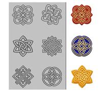 CHGCRAFT Polymer Clay Texture Sheets Chinese Knot Clay Texture Mat Clay Chinese Knot Pattern Pad Texture Sheets Square Clay Stamps Embossing Tools for Polymer Clay Earrings Jewelry Making, 4x2.6inch