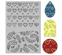 CHGCRAFT Polymer Clay Texture Sheets Heart Texture Stamp Sheets Feather Clay Texture Mat Plant Modeling Pattern Pad Texture Sheets for Polymer Clay Jewelry and Clay Earrings Tools, 4x2.6inch