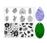 CHGCRAFT Polymer Clay Texture Sheets Leaves and Flowers Pattern Silicone Clay Texture Mat Botany Clear Clay Silicone Texture Sheets for DIY Crafts Projects and Making Earrings Necklace Bracelet