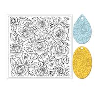 CHGCRAFT Polymer Clay Texture Sheets - Rose Background Silicone Stamp Sheets for Making Earrings & Jewelry, 5.5x5.5inch
