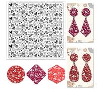 CHGCRAFT Polymer Clay Texture Sheets Valentine's Day Silicone Texture Stamp Doodle Love Heart Clay Modeling Pattern Pad Texture Sheets for Polymer Clay Making Earrings Jewelry