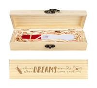 CHGCRAFT Pregnancy Test Keepsake Box Heart Feather Letter Wooden Pregnancy Announcement Gifts Box with Raffia Ribbon and Lock Announcement Gifts for Dad Husband, 8x2x1.2inch