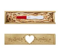 CHGCRAFT Pregnancy Test Keepsake Box Love Heart Flower Pregnancy Test Gift Box with Raffia Ribbon Push Pull Wooden Announcement Gifts for Husband