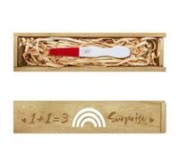 CHGCRAFT Pregnancy Test Keepsake Box Rainbow Heart Wooden Pregnancy Announcement Gifts Box with Raffia Ribbon Push Pull Announcement Gifts for Dad Husband, 8x2x1.2 inch