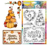 CHGCRAFT Pumpkin Edge Pattern Clear Stamps Sunflower Print Transparent Embossing Silicone Stamp Seal for DIY Scrapbooking and Card Making Paper Craft Decor 6.3 × 4.3 Inch