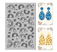 CHGCRAFT Rainbow Sun Clouds Clay Texture Mat Weather Polymer Clay Molds DIY Clay Texture Tools for Clay Pottery Earring Jewelry Making Stamp Engraving Machines, Rainbow, 3.9x2.6x0.1inch