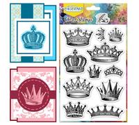 CHGCRAFT Realistic Crown Print Pattern Clear Stamps Transparent Embossing Silicone Stamp Seal for DIY Scrapbooking and Card Making Paper Craft Decor 6.3 × 4.3 Inch