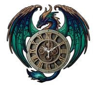 CHGCRAFT Retro Dragon Pattern Wall Clock 13.8 Inch Non-Ticking Irregular Shape Clocks Wall Hanging Clock Battery Operated for Bedroom Living Room Kitchen Office
