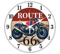 CHGCRAFT Retro Motorbike Pattern Wall Clock 12 Inch Non-Ticking Clocks Round Desert Wall Hanging Clock Battery Operated for Bedroom Living Room Kitchen Office