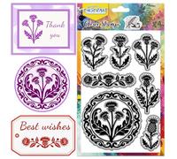 CHGCRAFT Scottish Flower Pattern Clear Stamps Transparent Silicone Craft Stamps Set for DIY Scrapbooking Card Making Photo Album Paper Craft Decor 4.3x6.3 Inch