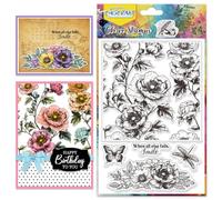 CHGCRAFT Seamless Flower Background Clear Stamps Butterflies Transparent Stamps Dragonflies Silicone Clear Stamp Seals for DIY Scrapbooking Photo Album Decoration, 4.3x6.3 inch