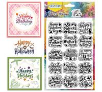 CHGCRAFT Seasonal Festivals Clear Stamps Common Expressions and Greetings Silicone Stamp Seal for DIY Scrapbooking and Card Making Paper Craft Decor 6.3 × 4.3 Inch
