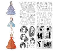 CHGCRAFT Silicone Clear Stamps Character Patterns Plastic Stamp Text Outfit Figure for DIY Scrapbooking Photo Album Decorative Cards Making Stamps for Holiday Card Making Album Crafts