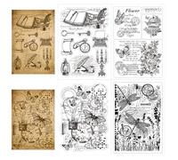 CHGCRAFT Silicone Clear Stamps Retro Patterns Butterflies Flowers Books Plastic Stamp for DIY Scrapbooking Photo Album Decorative Cards Making Stamps for Holiday Card Making Album Crafts