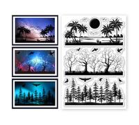 CHGCRAFT Silicone Clear Stamps Tree Patterns Silhouettes Crows Plastic Stamp for DIY Scrapbooking Photo Album Decorative Cards Making Stamps for Holiday Card Making Album Crafts