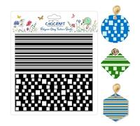 CHGCRAFT Simple Stripes Polymer Clay Texture Sheets Plaid Geometric Pattern Silicone Texture Stamp Clay Texture Mat Modeling Pattern Pad Sheets for Jewelry and Earrings Tools, 5.5x5.5 inch